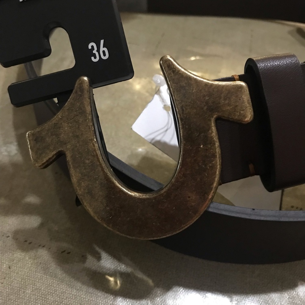 True religion black leather belt size 36